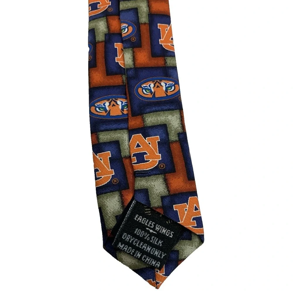 Vintage Auburn Tigers Silk Tie Eagles Wings NCAA Football‎ Geometric Novelty 57
